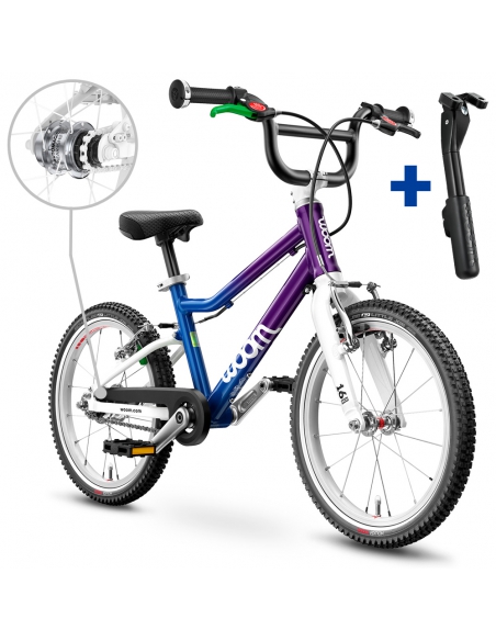 Rower dziecięcy woom 3 AUTOMAGIC (16") Cosmic Blurple (z automatyczną przerzutką) + nóżka woom Leggie S GRATIS