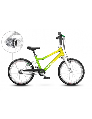 Rower dziecięcy woom 3 AUTOMAGIC (16") Atomic Neon (z automatyczną przerzutką) + nóżka woom Leggie S GRATIS