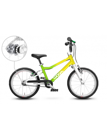 Rower dziecięcy woom 3 AUTOMAGIC (16") Atomic Neon (z automatyczną przerzutką) + nóżka woom Leggie S GRATIS