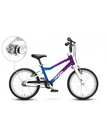 Rower dziecięcy woom 3 AUTOMAGIC (16") Cosmic Blurple (z automatyczną przerzutką) + nóżka woom Leggie S GRATIS