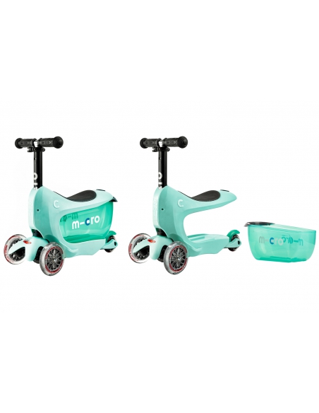 Jeździk i Hulajnoga Micro Mini2go Deluxe Plus Mint (z drążkiem do pchania)