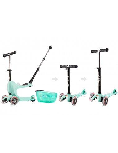 Jeździk i Hulajnoga Micro Mini2go Deluxe Plus Mint (z drążkiem do pchania)