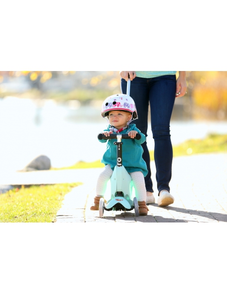 OUTLET Hulajnoga Jeździk Micro Mini2go Deluxe Plus Mint (z siedziskiem i drążkiem do pchania) (brak opakowania)