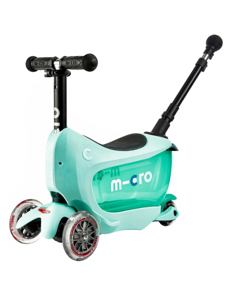 OUTLET Hulajnoga Jeździk Micro Mini2go Deluxe Plus Mint (z siedziskiem i drążkiem do pchania) (brak opakowania)