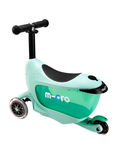OUTLET Hulajnoga Jeździk Micro Mini2go Deluxe Plus Mint (z siedziskiem i drążkiem do pchania) (brak opakowania)