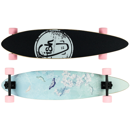 Deskorolka Longboard Fish Skateboards Butterfly/Black/Sum-Pink