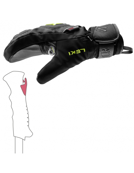 Rękawice narciarskie Leki WCR C-Tech 3D Junior Mitten (jednopalczaste) Black/Ice-Lemon