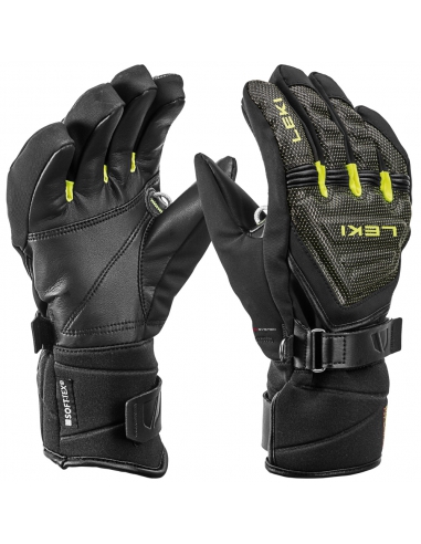 Rękawice narciarskie Leki Race Coach C-Tech S Junior (pięciopalczaste) Black/Ice-Lemon 2022/23
