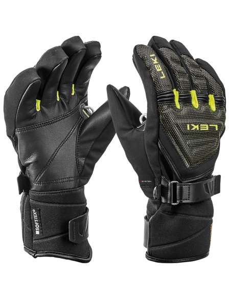 Rękawice narciarskie Leki Race Coach C-Tech S Junior (pięciopalczaste) Black/Ice-Lemon 2022/23