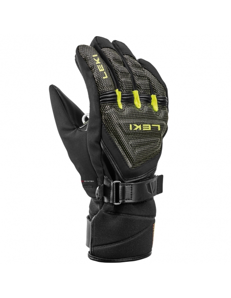 Rękawice narciarskie Leki Race Coach C-Tech S Junior (pięciopalczaste) Black/Ice-Lemon 2022/23