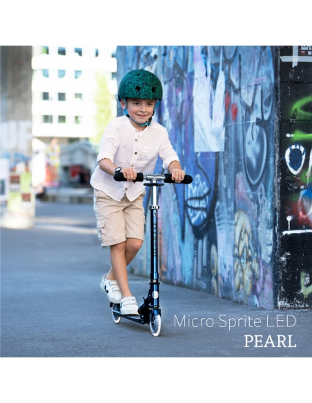 Hulajnoga Micro Sprite LED PEARL Green Purple (świecące koła, perłowa powłoka)