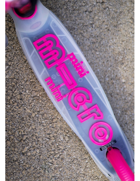 Hulajnoga Mini Micro Deluxe FLUX LED Neon Pink (świecące koła, półprzeźroczysty podest)