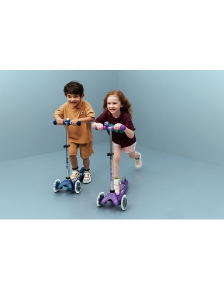 Hulajnoga Mini Micro Deluxe Galaxy GLITTER LED Navy Blue (świecące koła, brokatowe wykończenie)