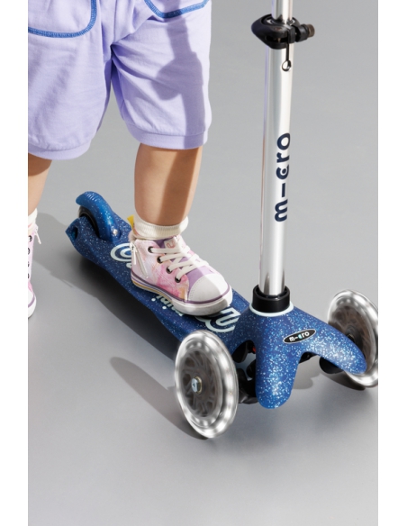 Hulajnoga Mini Micro Deluxe Galaxy GLITTER LED Navy Blue (świecące koła, brokatowe wykończenie)