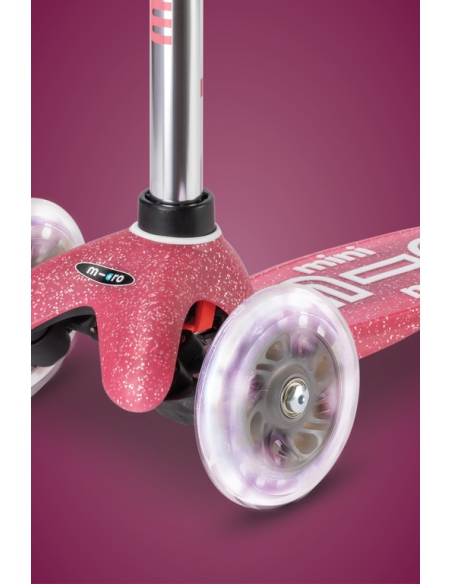 Hulajnoga Mini Micro Deluxe Fairy GLITTER LED Pink (świecące koła, brokatowe wykończenie)