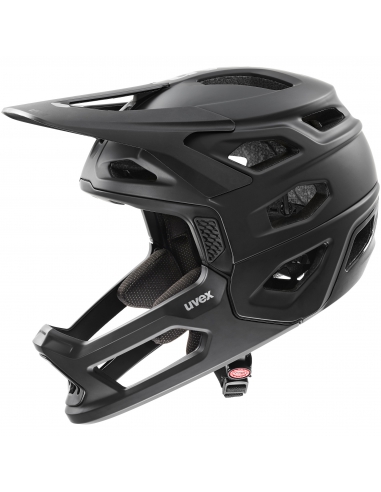 Kask rowerowy full face Uvex Revolt All Black Mat (odpinana garda)