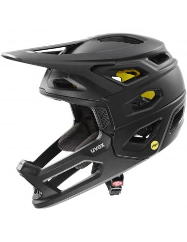 Kask rowerowy full face Uvex Revolt MIPS All Black Mat (odpinana garda)