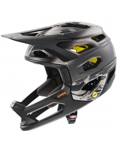Kask rowerowy full face Uvex Revolt MIPS Oak Brown-Orange Mat (odpinana garda)