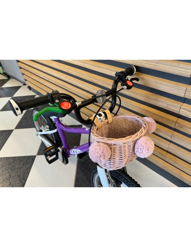 Różowy wiklinowy koszyk MINI na rower dziecięcy...