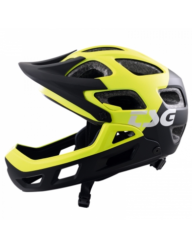 Kask rowerowy full face TSG Seek Youth FR Graphic Design - Flow Black-Yellow (odpinana garda)
