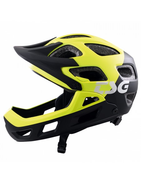 Kask rowerowy full face TSG Seek Youth FR Graphic Design - Flow Black-Yellow (odpinana garda)