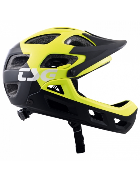 Kask rowerowy full face TSG Seek Youth FR Graphic Design - Flow Black-Yellow (odpinana garda)