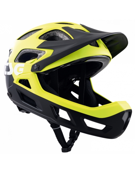 Kask rowerowy full face TSG Seek Youth FR Graphic Design - Flow Black-Yellow (odpinana garda)