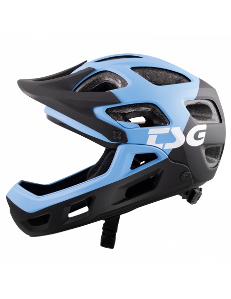 Kask rowerowy full face TSG Seek Youth FR Graphic Design - Flow Black-Azuro (odpinana garda)