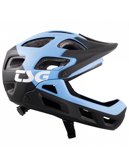 Kask rowerowy full face TSG Seek Youth FR Graphic Design - Flow Black-Azuro (odpinana garda)