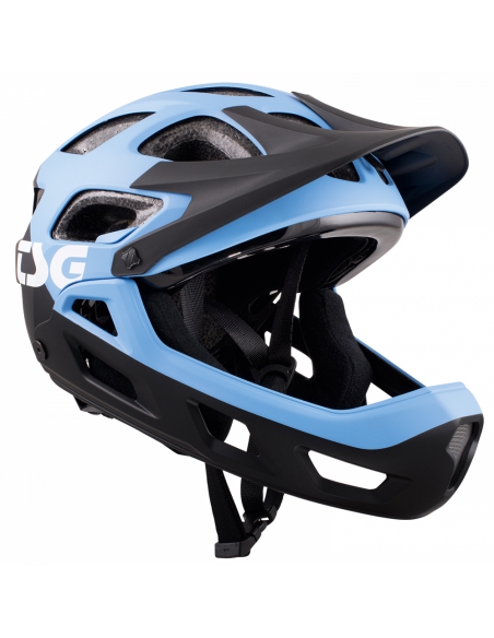 Kask rowerowy full face TSG Seek Youth FR Graphic Design - Flow Black-Azuro (odpinana garda)