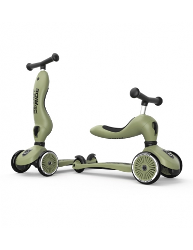 Hulajnoga i jeździk Scoot&Ride Highwaykick1 2w1 Olive + pasek do noszenia GRATIS