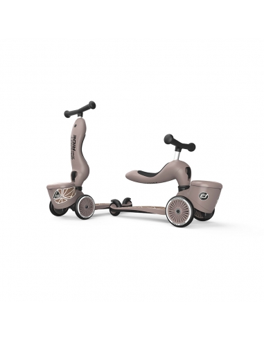 Hulajnoga i jeździk Scoot&Ride Highwaykick1 Lifestyle 2w1 Brown Lines + pasek do noszenia GRATIS