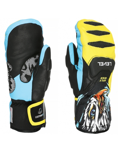 Rękawice narciarskie Level SQ JR CF Mitten (jednopalczaste) Yellow-Blue