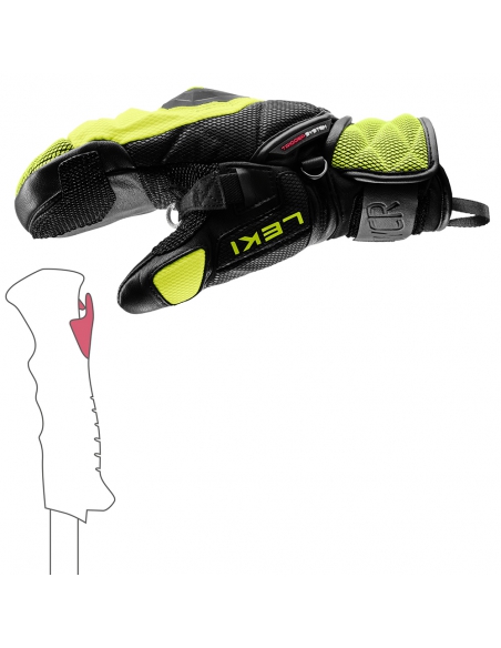 Rękawice narciarskie Leki WCR Venom 3D Junior Mitten (jednopalczaste) Black/Ice-Lemon