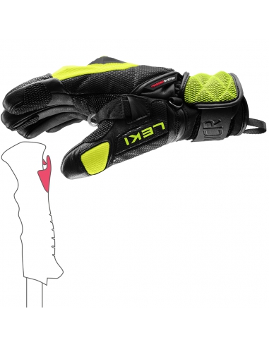 Rękawice narciarskie Leki WCR Venom 3D Junior (pięciopalczaste) Black/Ice-Lemon