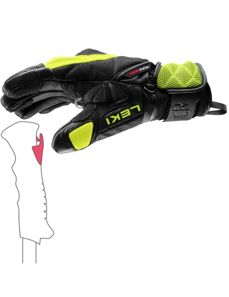 Rękawice narciarskie Leki WCR Venom 3D Junior (pięciopalczaste) Black/Ice-Lemon