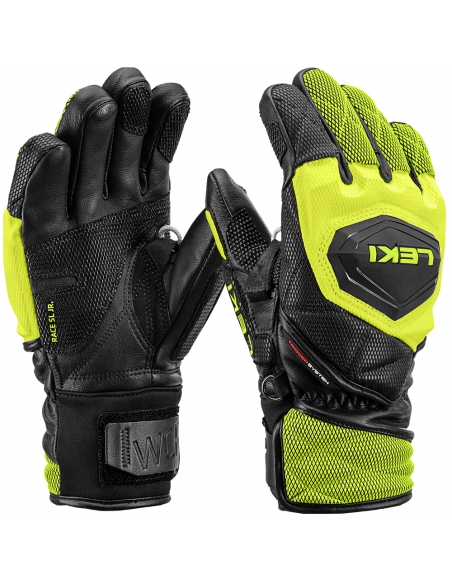 Rękawice narciarskie Leki WCR Venom 3D Junior (pięciopalczaste) Black/Ice-Lemon