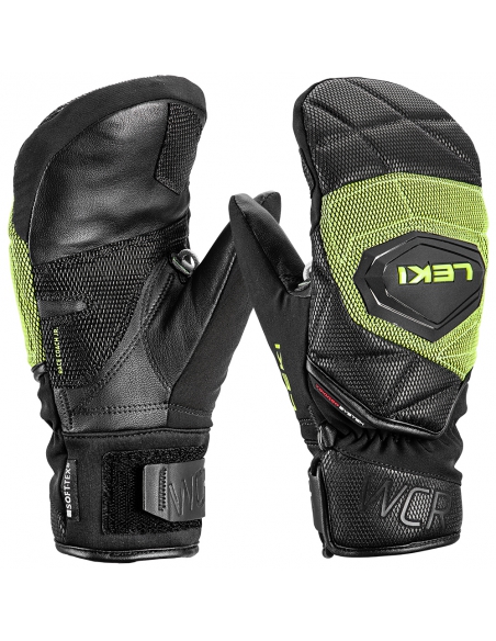Rękawice narciarskie Leki WCR Coach 3D Junior Mitten (jednopalczaste) Black/Ice-Lemon