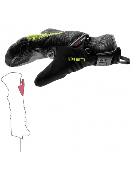 Rękawice narciarskie Leki WCR Coach 3D Junior Mitten (jednopalczaste) Black/Ice-Lemon