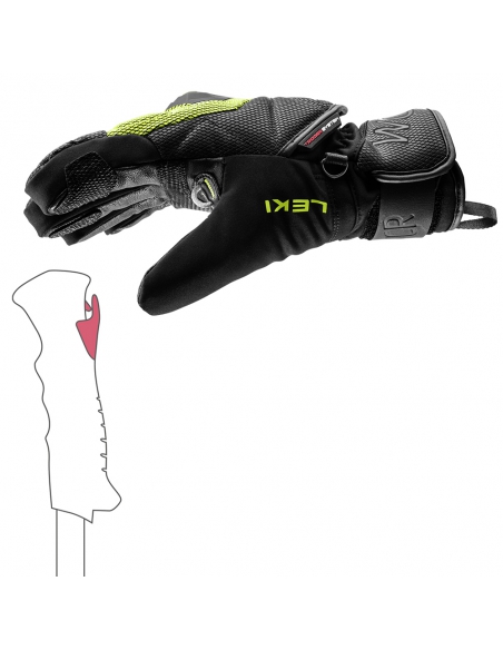 Rękawice narciarskie Leki WCR Coach 3D Junior (pięciopalczaste) Black/Ice-Lemon