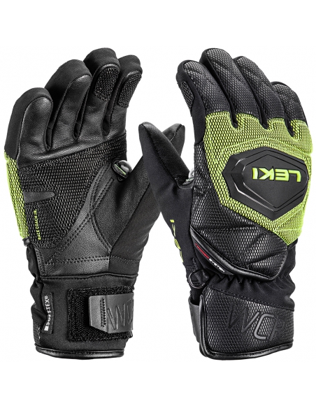Rękawice narciarskie Leki WCR Coach 3D Junior (pięciopalczaste) Black/Ice-Lemon