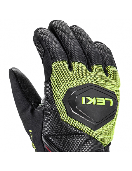 Rękawice narciarskie Leki WCR Coach 3D Junior (pięciopalczaste) Black/Ice-Lemon