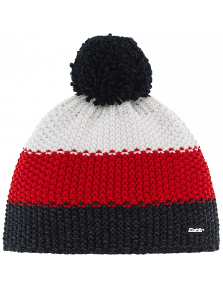 Czapka dziecięca z pomponem Eisbar STAR POMPON KIDS 941 Black-Red-White
