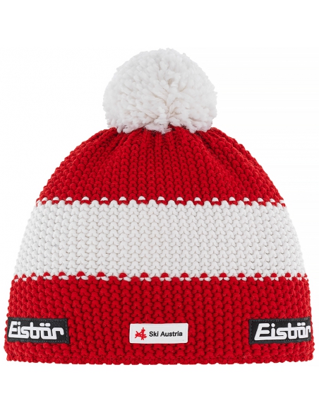 Czapka z pomponem Eisbar STAR POMPON SKA AUSTRIA Red-White