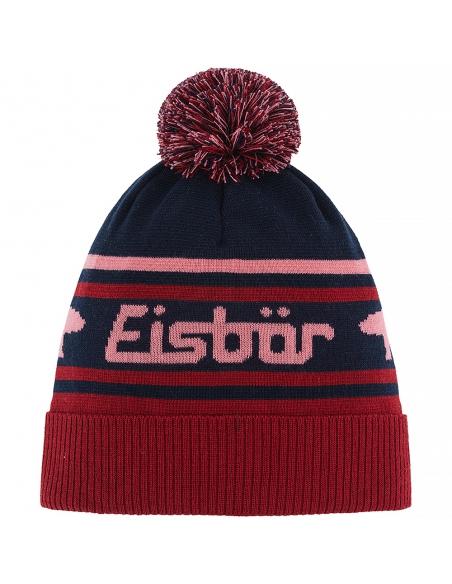 Czapka dziecięca z pomponem Eisbar CHANI OS POMPON KIDS 043 Red-Navy
