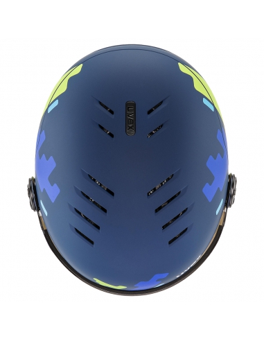 Kask narciarski Uvex Rocket Jr Visor Blue Puzzle Mat