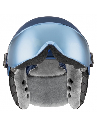 Kask narciarski Uvex Rocket Jr Visor Blue Puzzle Mat