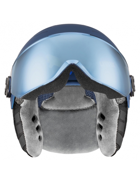 Kask narciarski Uvex Rocket Jr Visor Blue Puzzle Mat