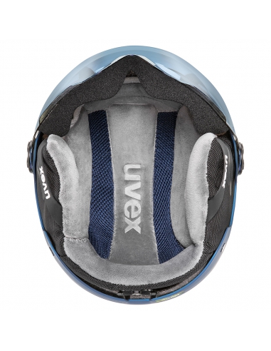 Kask narciarski Uvex Rocket Jr Visor Blue Puzzle Mat