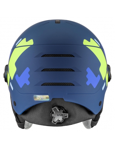 Kask narciarski Uvex Rocket Jr Visor Blue Puzzle Mat